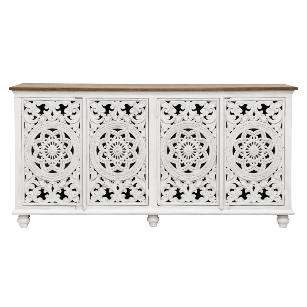 Ishika dressoir 190 cm, massief hout, boho-stijl