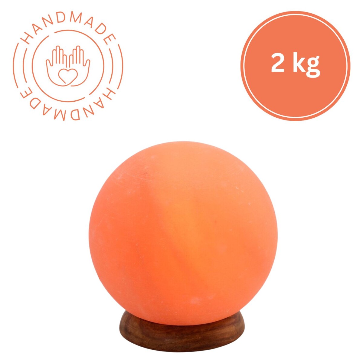 Verlichte zoutkristal PLANET 2 kg, geslepen bol, naturel des