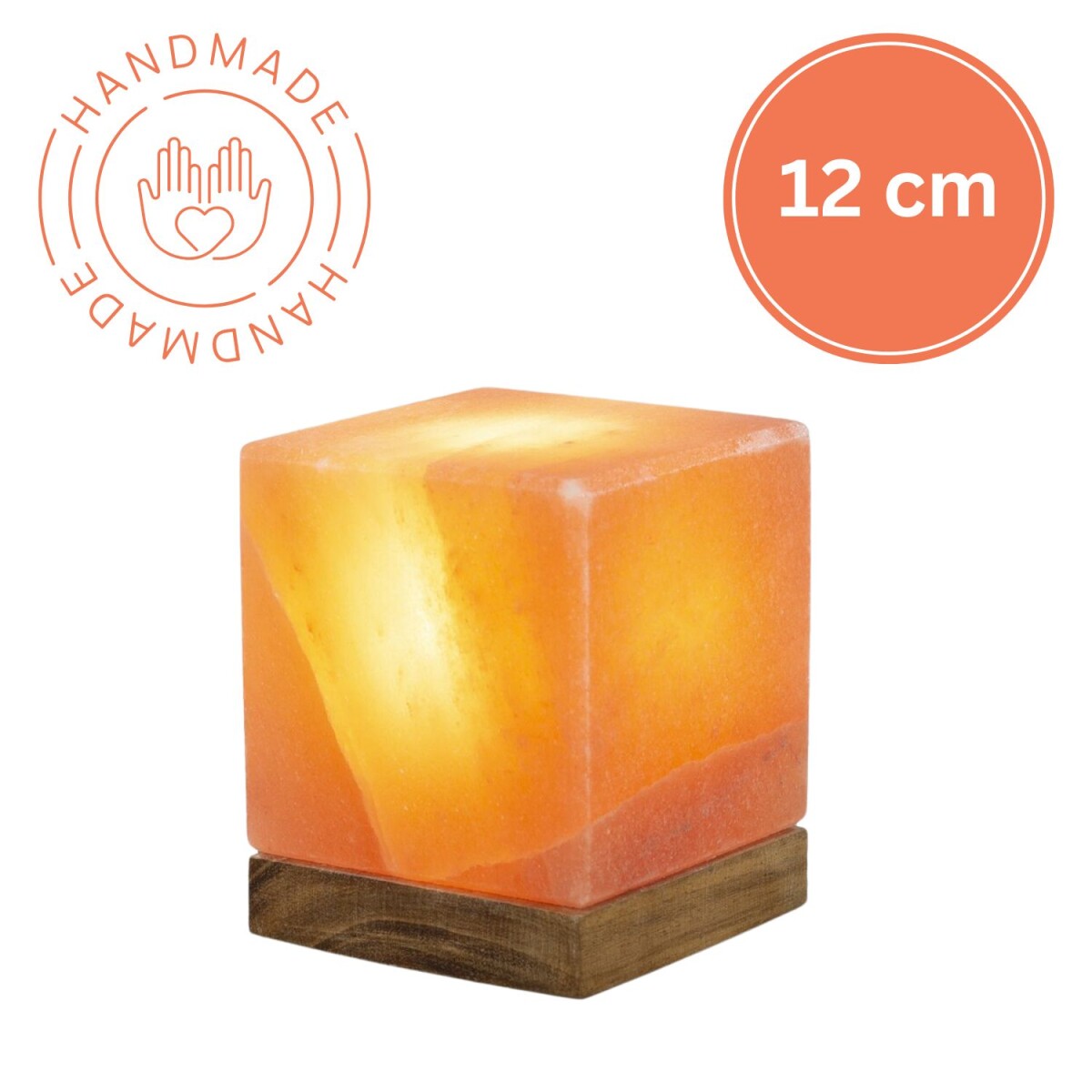 Verlichte zoutkristal KUBUS 12 cm Zoutkristal Licht Natuur D