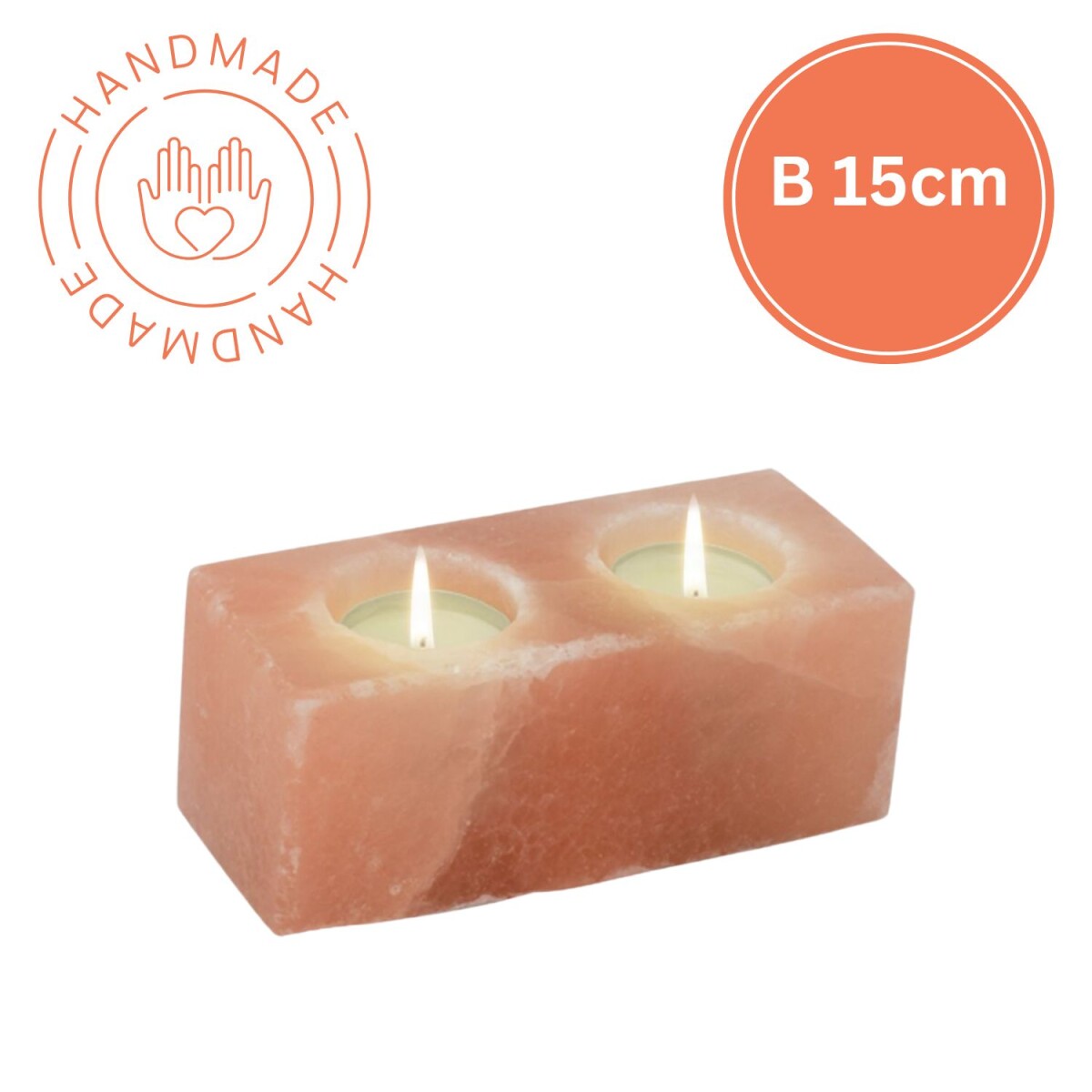 Theelichthouder van zoutkristal TWIN CUB box
