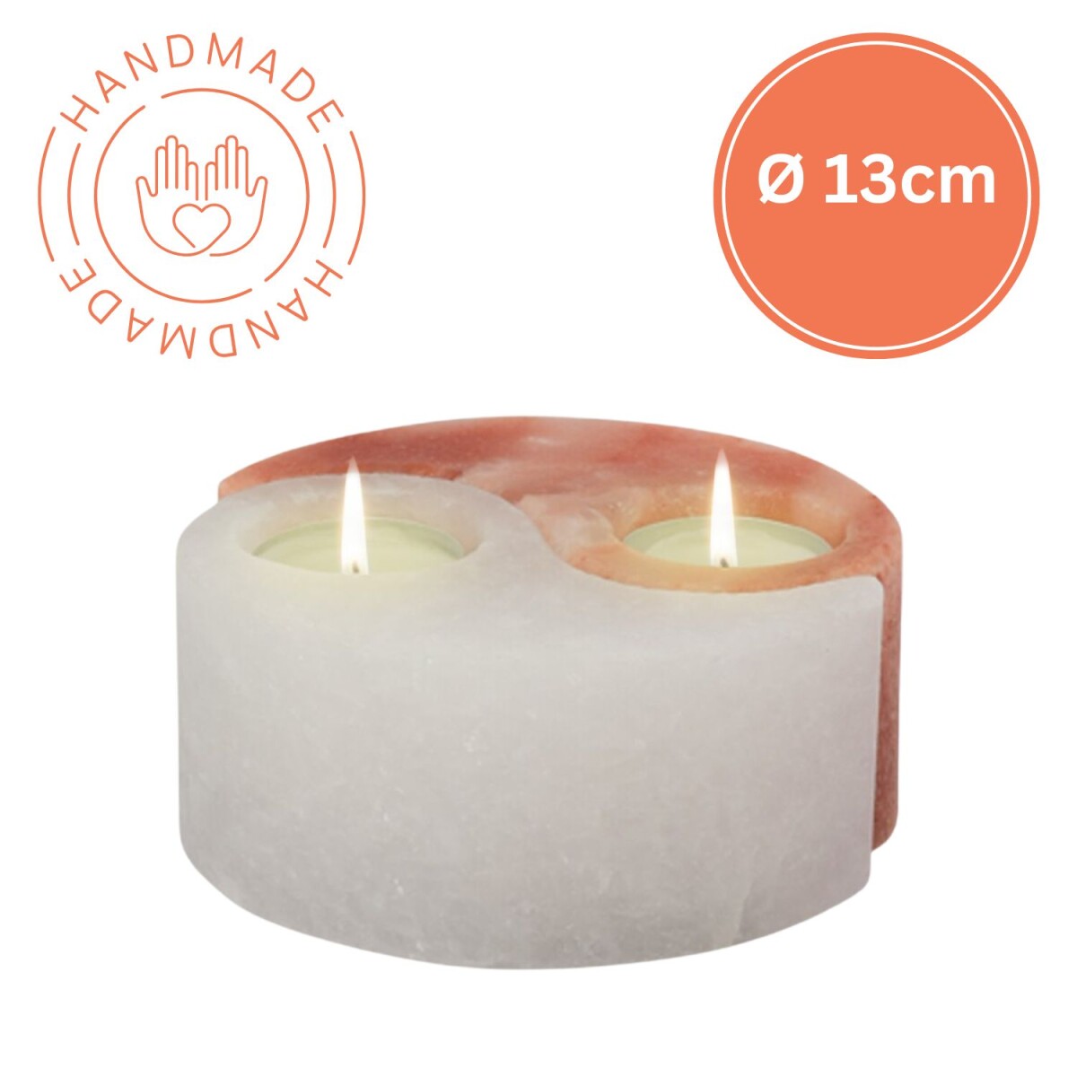 Theelichthouder van zoutkristal YIN YANG box