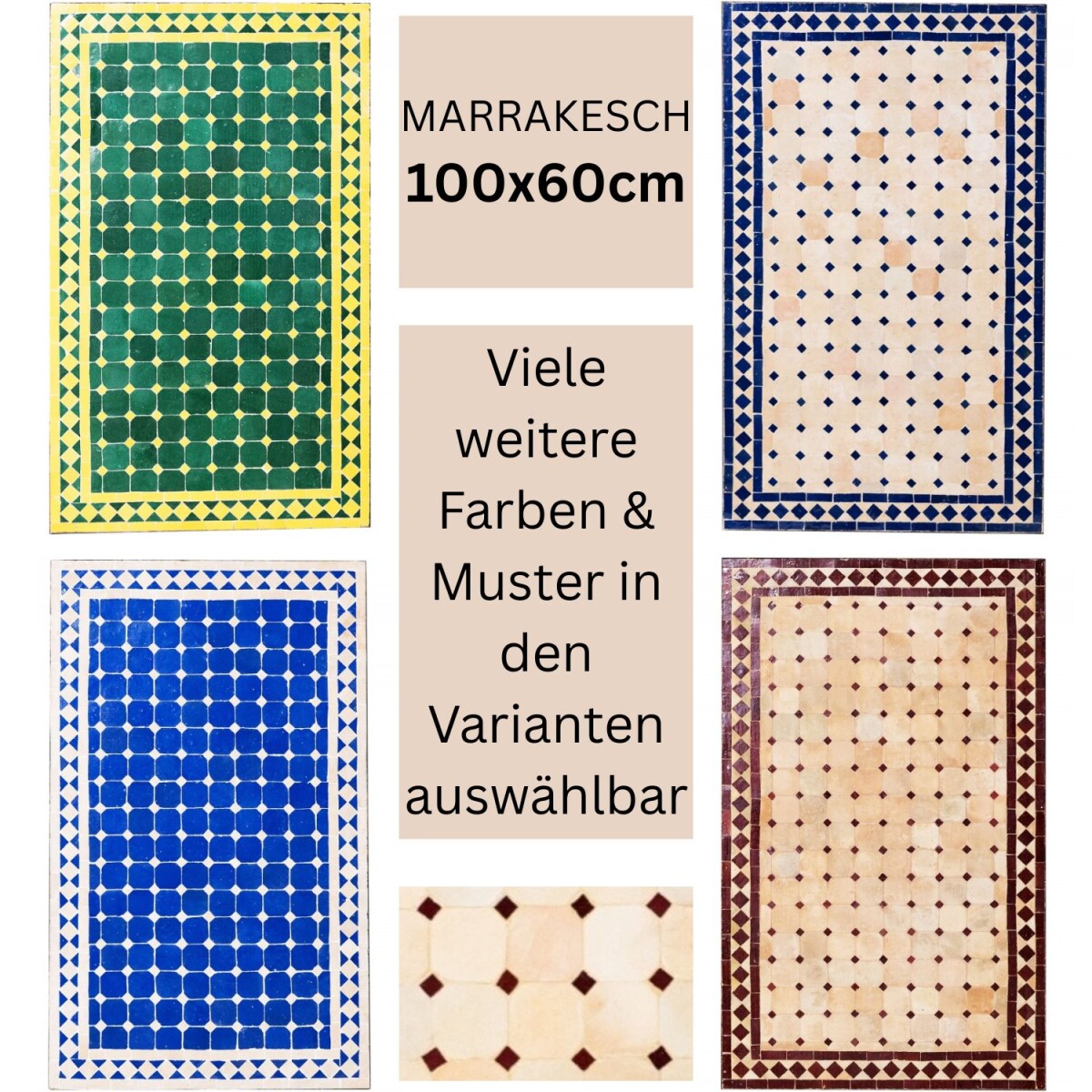 Marokkaanse mozaïektafel Marrakesh 100x60 cm | Handgema