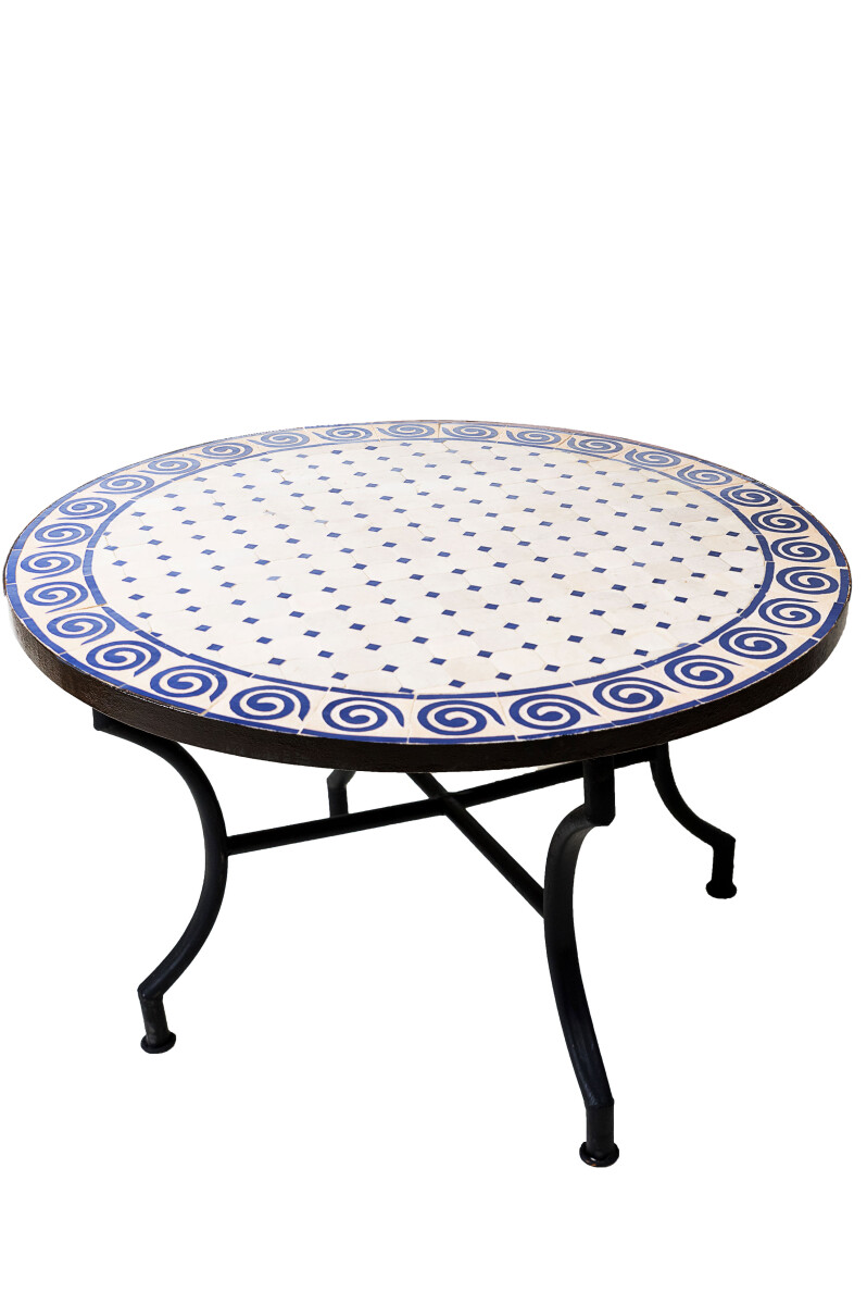 Marokkaanse moza&iuml;ektafel Spiraal Beige Blauw...
