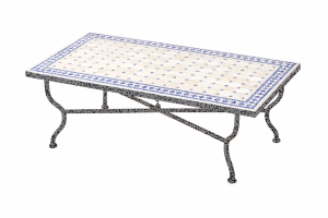 Marokkaanse mozaïektafel Marrakesh, beige en blauw,...