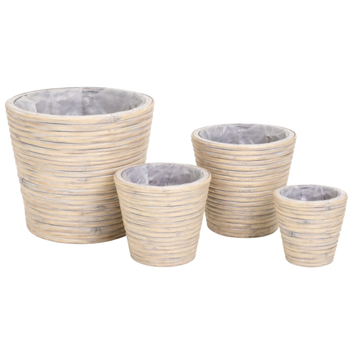 Bloempot van rotan, grijs | Set van 4 pl box
