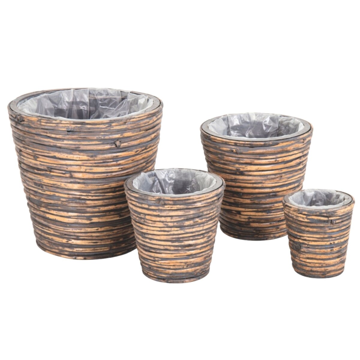 Bloempot van rotan, bruin | Set van 4 pl box