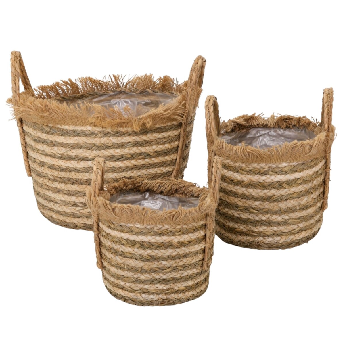 Natuurkorfset met franjes | Plantenmand  box