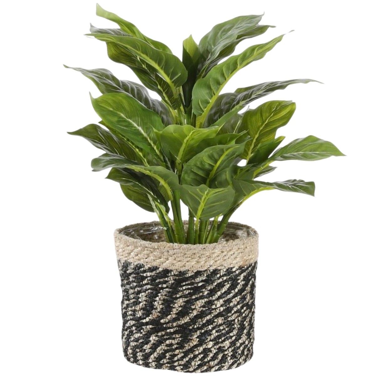 Plantenmand naturel-zwart | Gevlochten p box