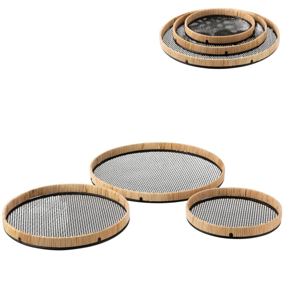 Dienblad van rotan en metaal 50 cm | Set box