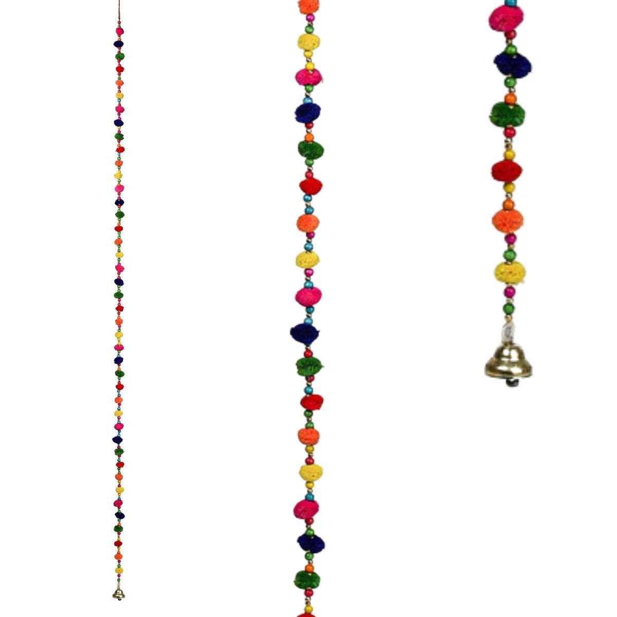 Boho Dekohänger Pom-Pom handgefertigt aus Textil in Bun