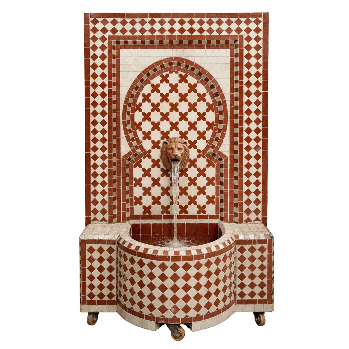 Mosaikbrunnen Marokko 05-68 | Terracotta Weiß handgema