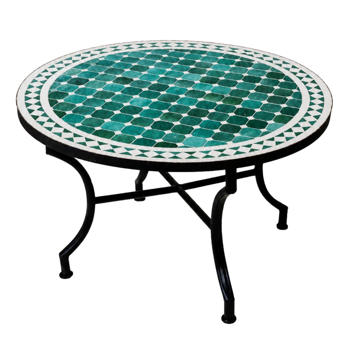Marokkanischer Mosaik-Couchtisch Marrakesch Grün-Wei&sz