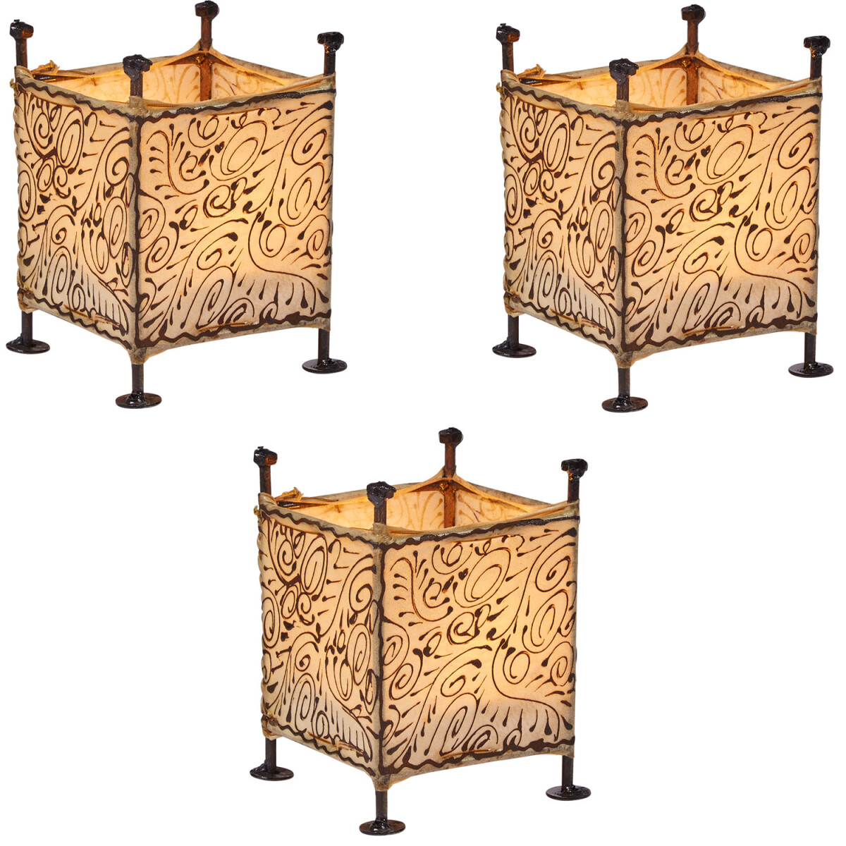Set van 3 mediterrane windlichten Budur  box