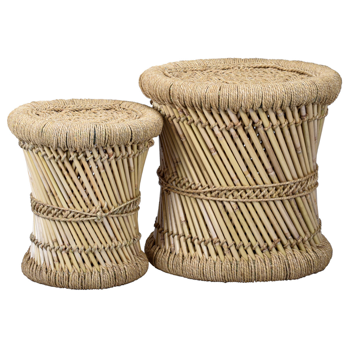 Set van 2 poefjes/bijzettafeltjes in boh box