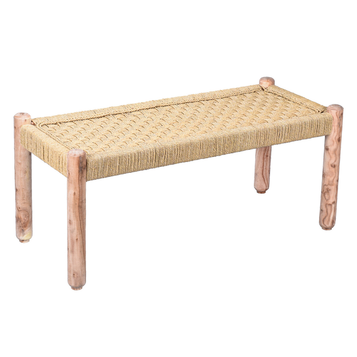 Boho-stijl zitbank, houten bank Josue 90 box