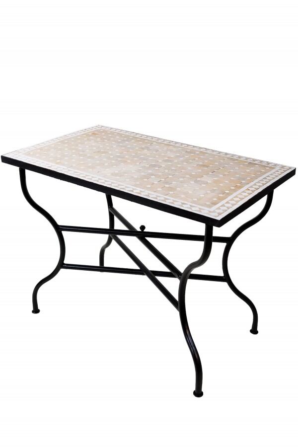 Marokkaanse mozaïektafel Marrakesh beige-wit 120x80 cm 