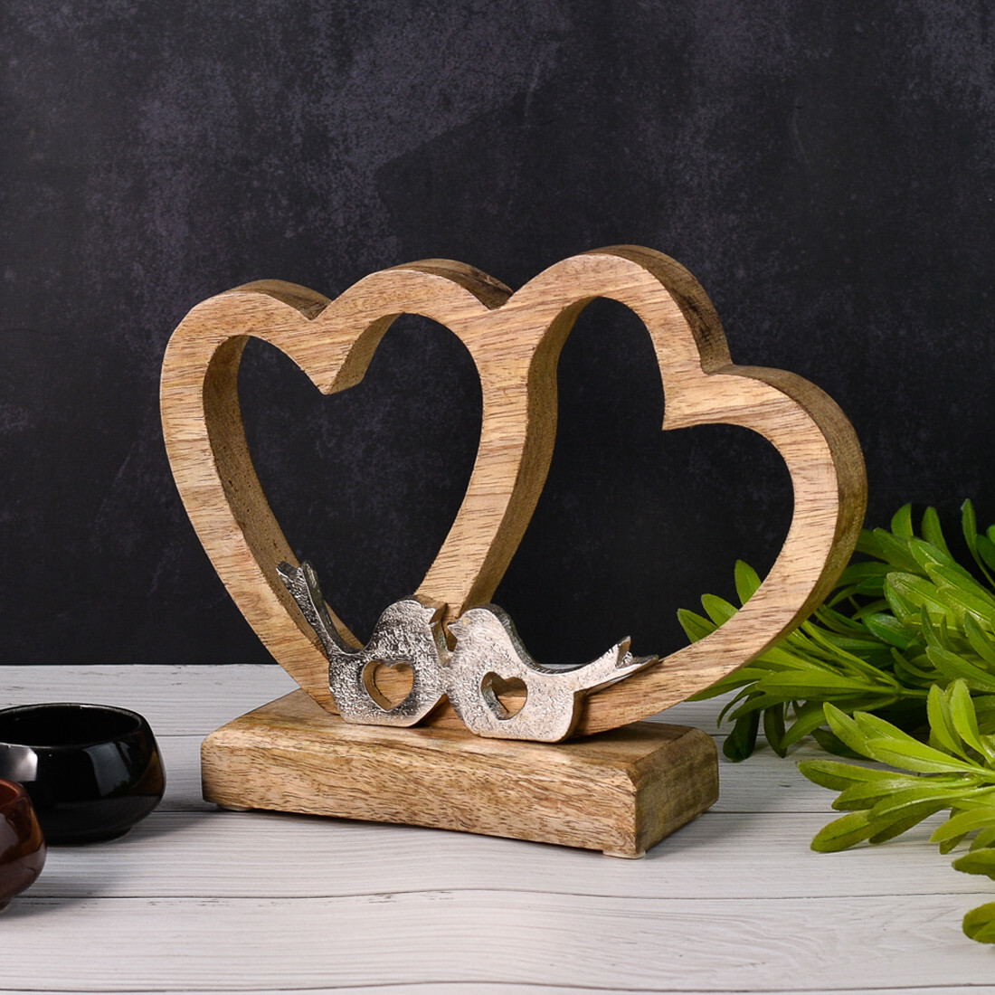Decoratief figuurtje Hart Amour -2- Hout box
