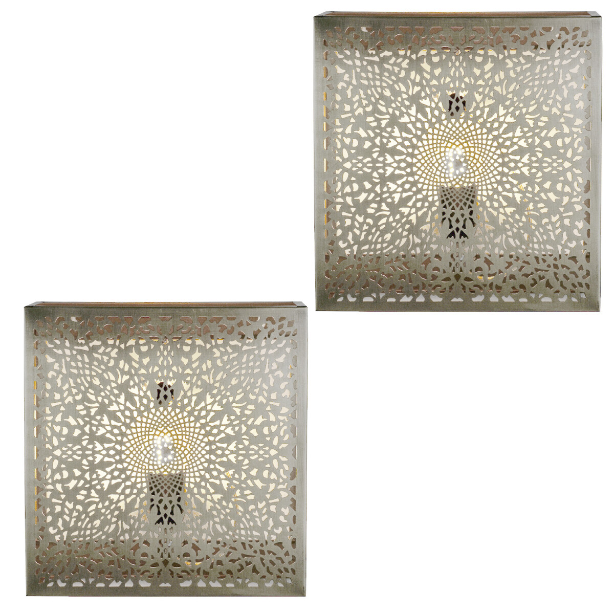 Set van 2 wandlampen Yakin zilver, hoogte 27 cm | Oosters &a