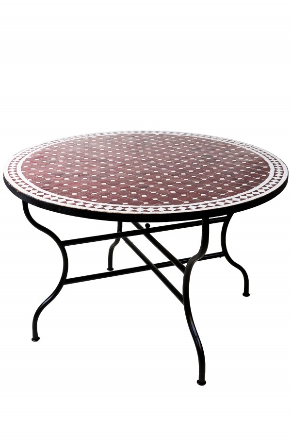 Marokkaanse mozaïektafel Marrakesh Bordeaux Wit 120 cm 