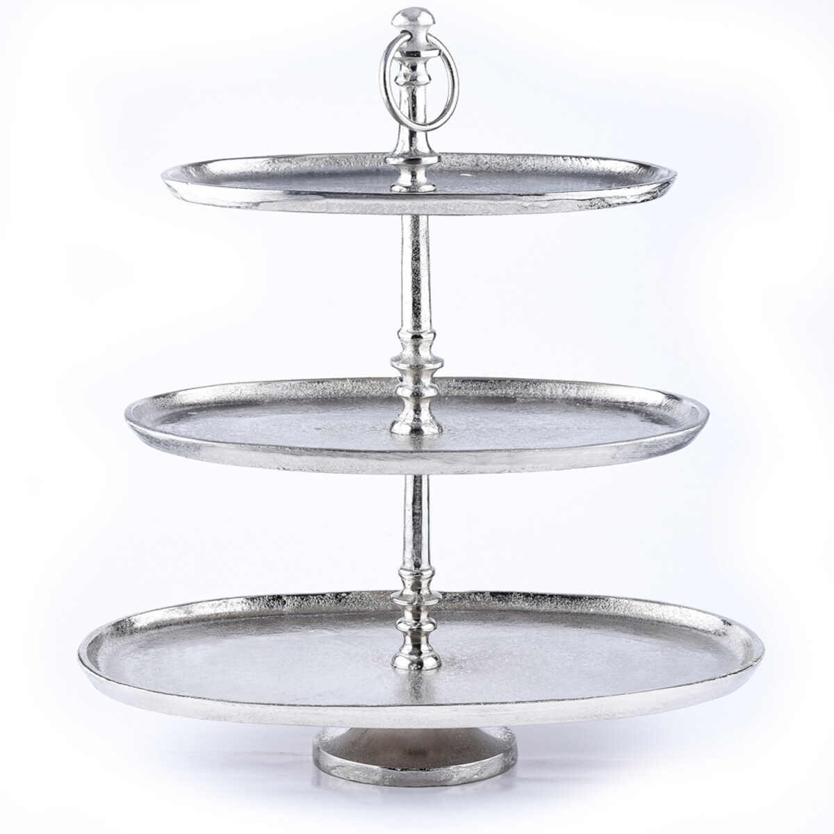 Etagère Annika, zilverkleurig, ovaal, van aluminium, 
