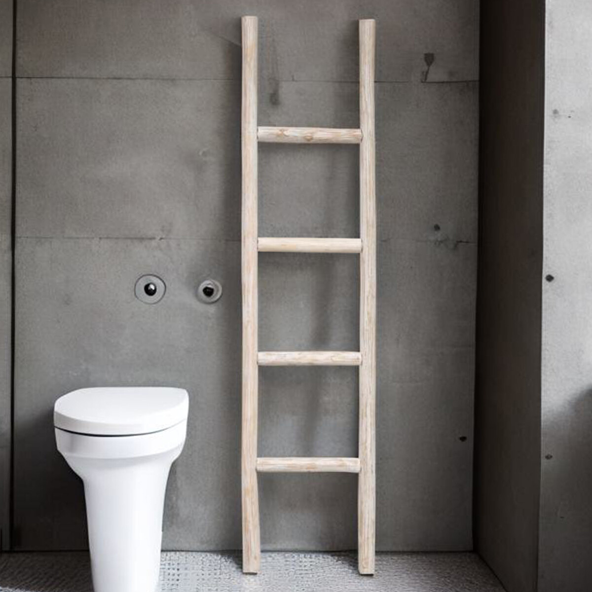 Boho-ladderhanddoekhouder en kledingrek Manon Wit