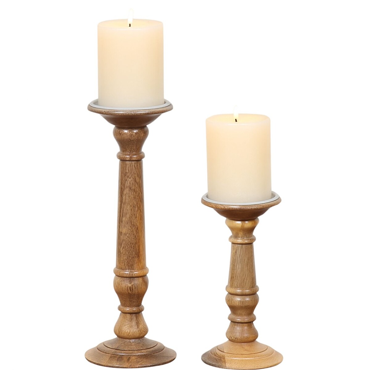 Set van 2 kandelaars Doni | Handgemaakte houten kandelaars i