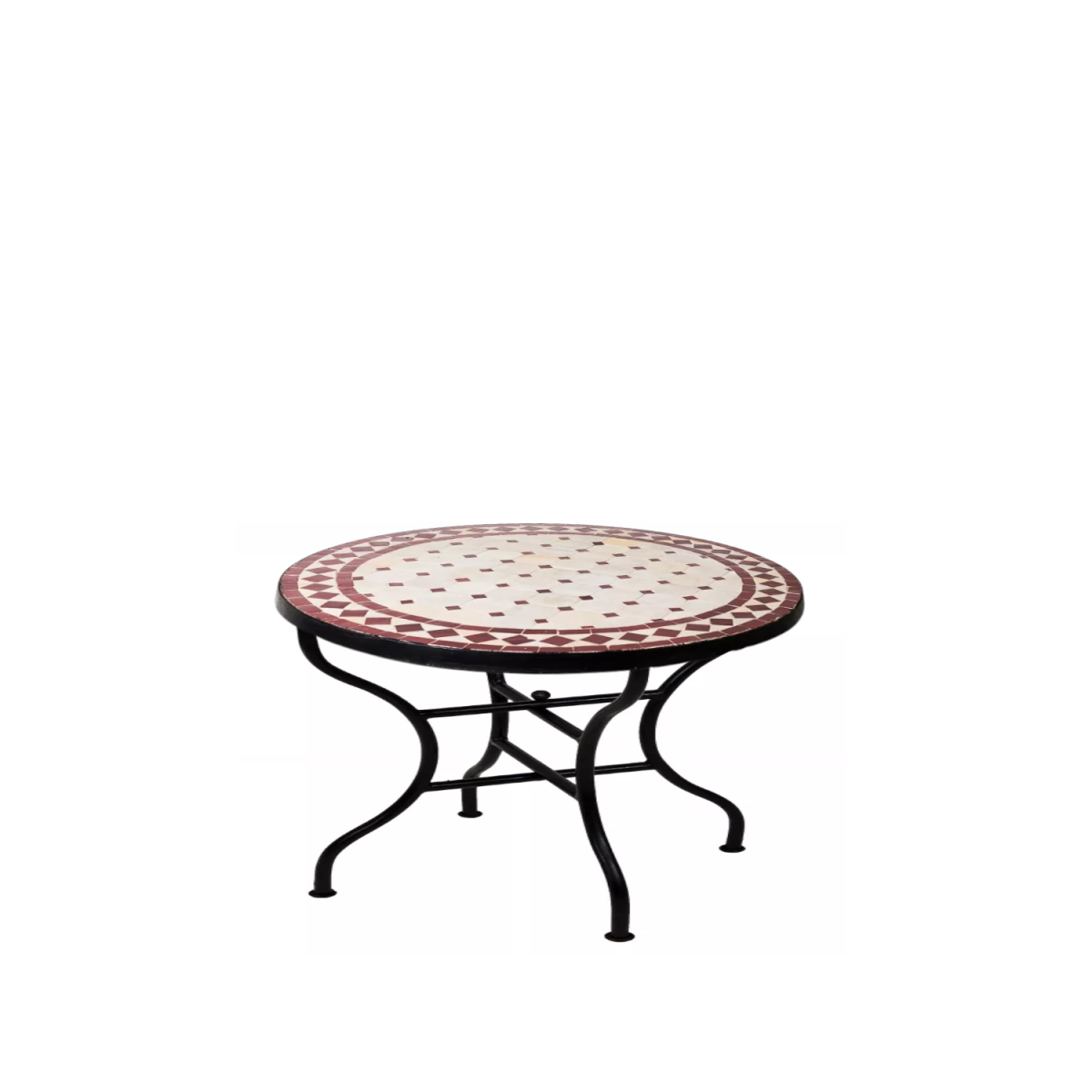 Marokkaanse mozaïektafel Marrakesh, beige en bordeaux, 