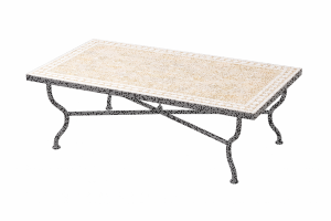 Marokkaanse mozaïektafel Marrakesh, beige en wit,...