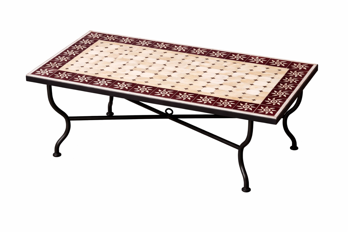 Marokkaanse mozaïektafel Zon Beige Bordeaux 120x80 cm, 