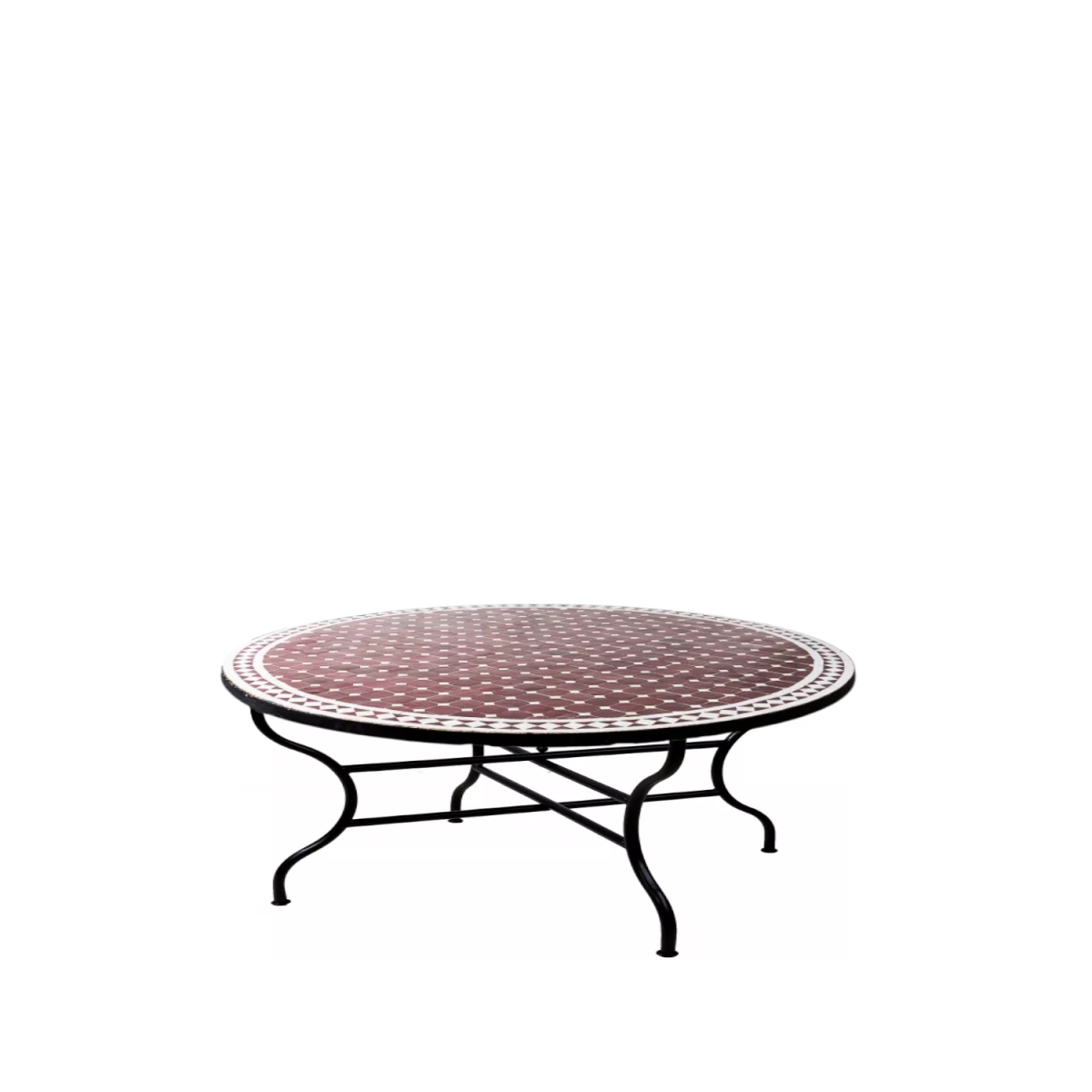 Marokkaanse mozaïektafel Marrakesh Bordeaux Wit, diamet