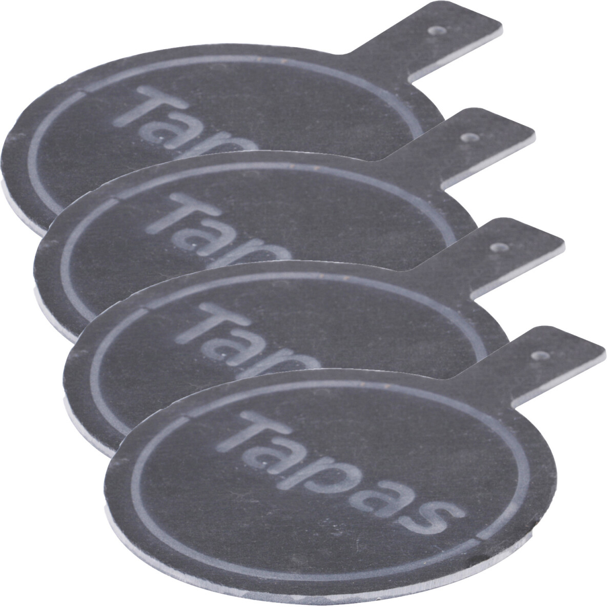 Set van 4 leisteenplaten voor tapas en snacks, ronde serveer