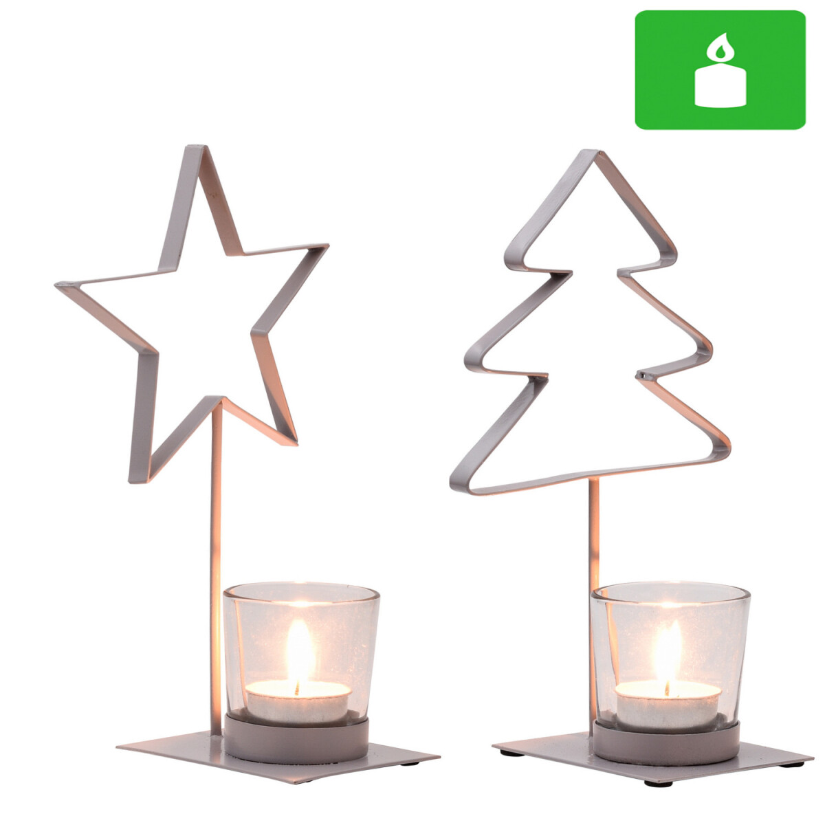 Set van 2 kerstversieringen: theelichtho box