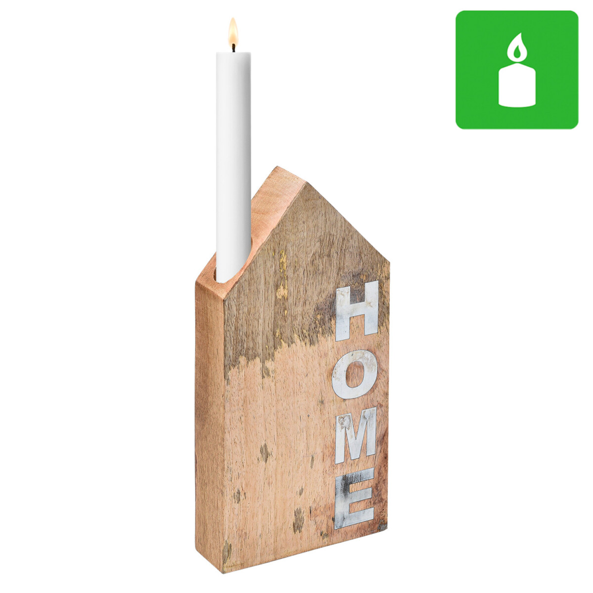 Houten decoratief object, kandelaar, dec box