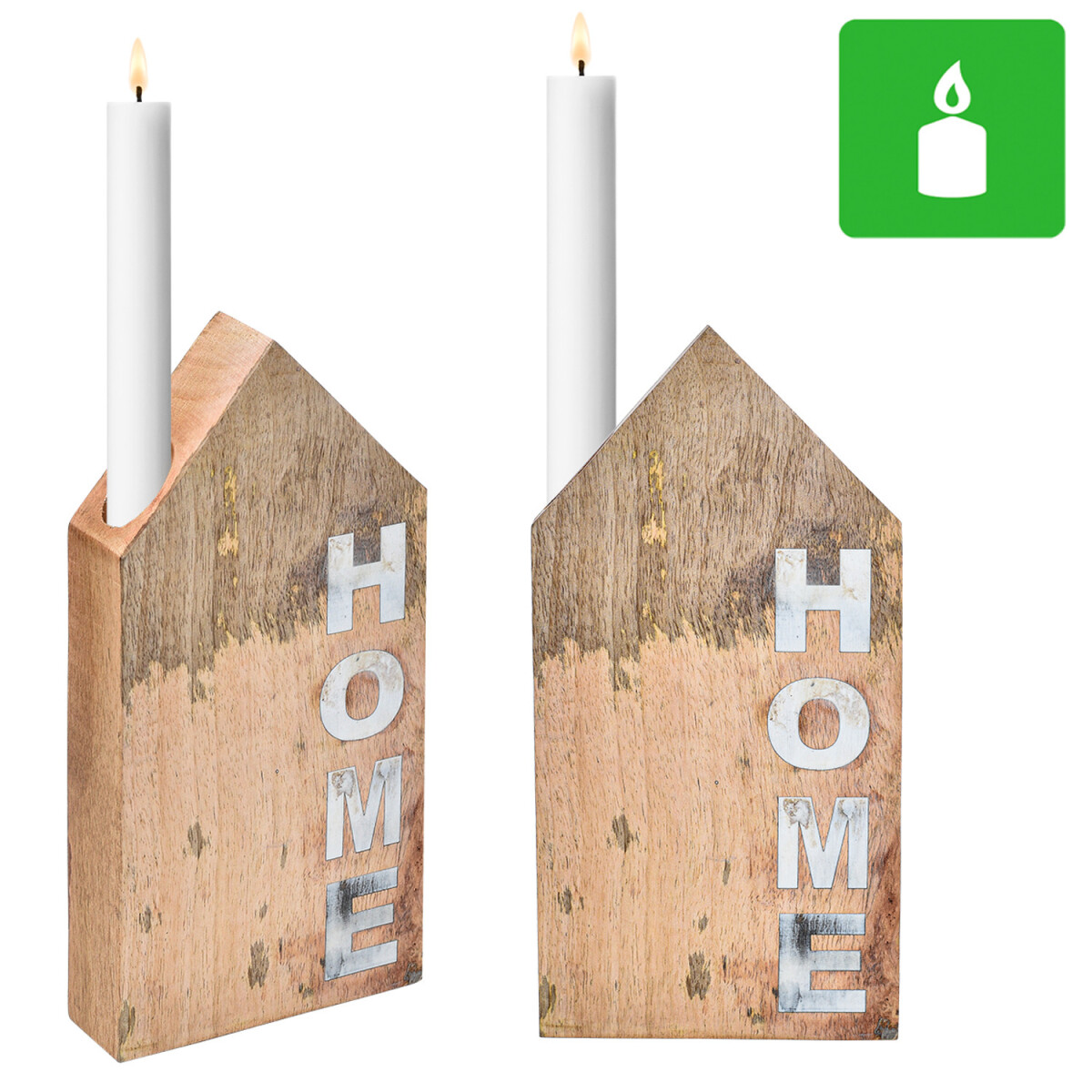 Set van 2 houten decoratieve kandelaars – moderne woon