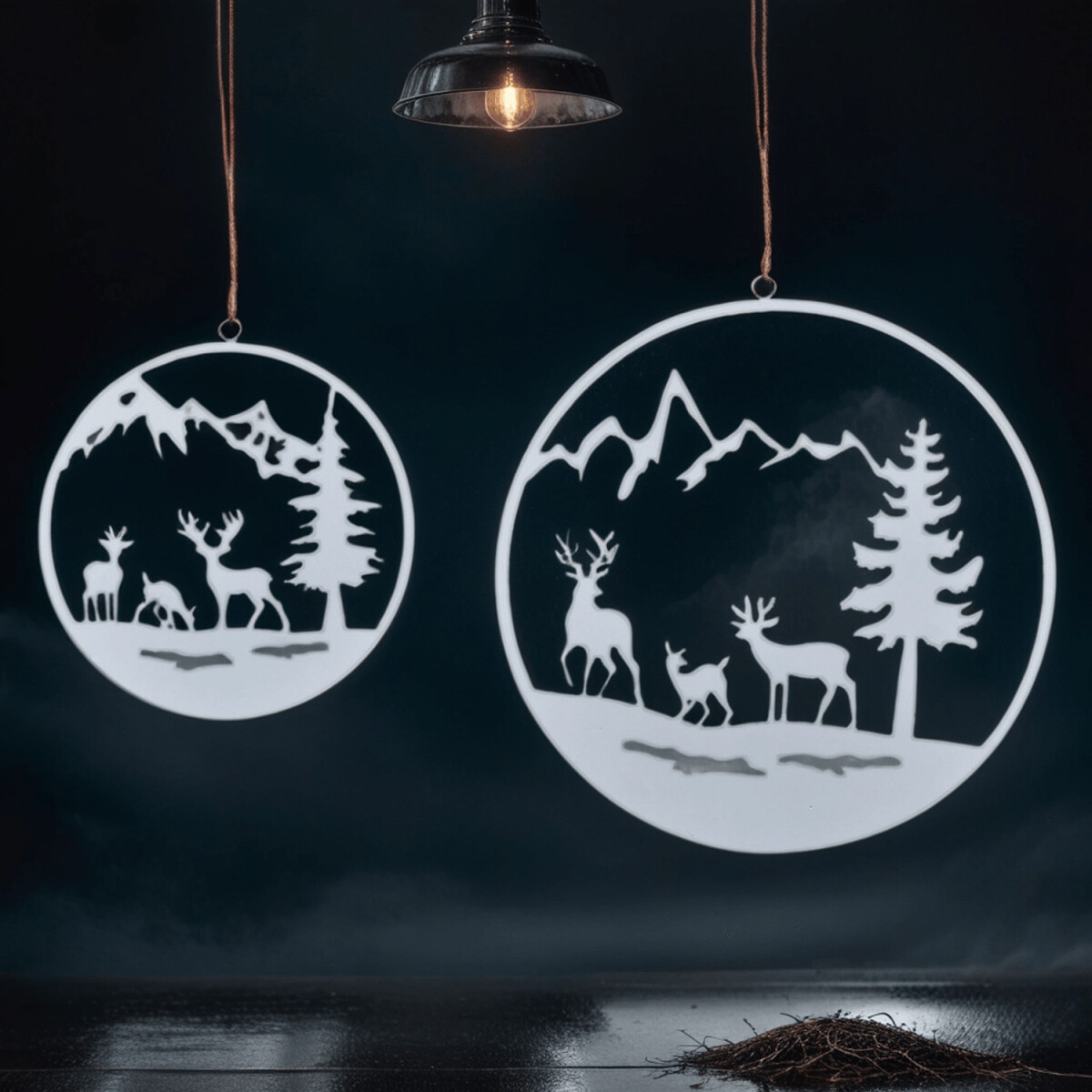 Set van 2 kerstversieringen voor aan de muur, rond, Brisco