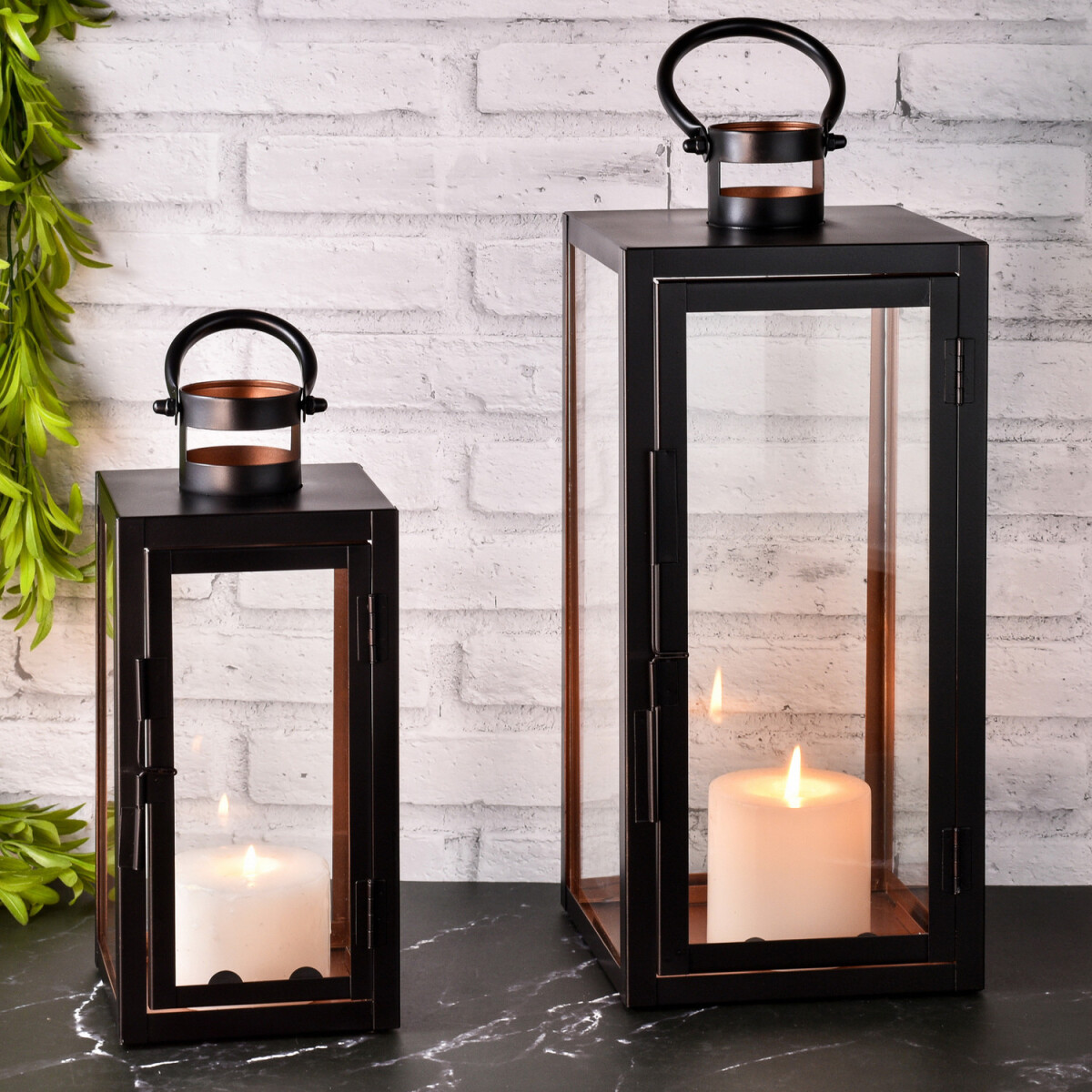 Set van 2 moderne tuinlantaarns, decorat box