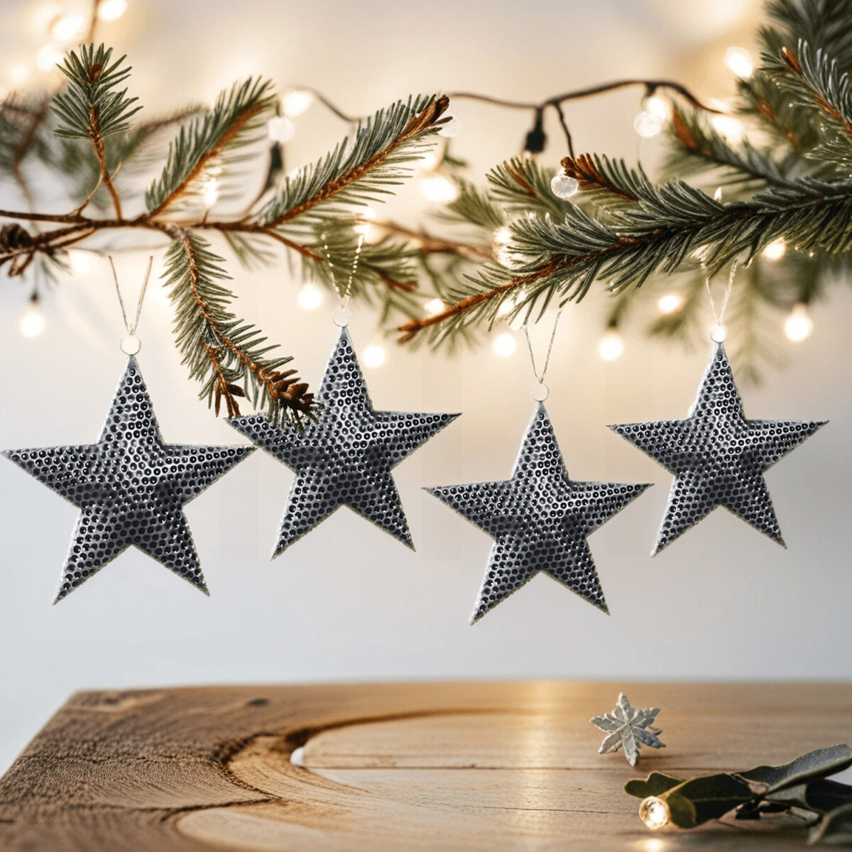 Set van 4 kerstboomversieringen: sterren box