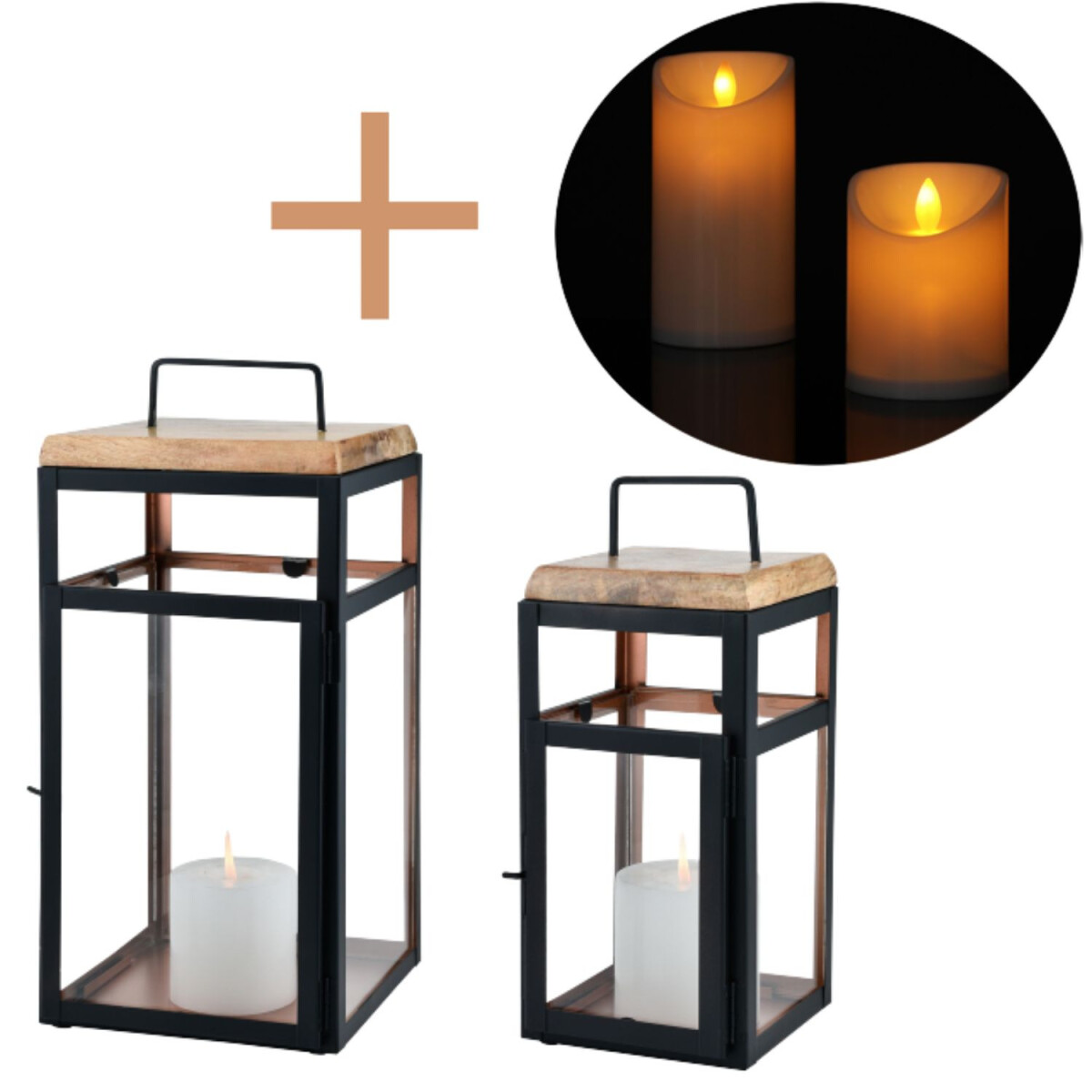 Set van 2 LED-lantaarns in Scandinavisch box