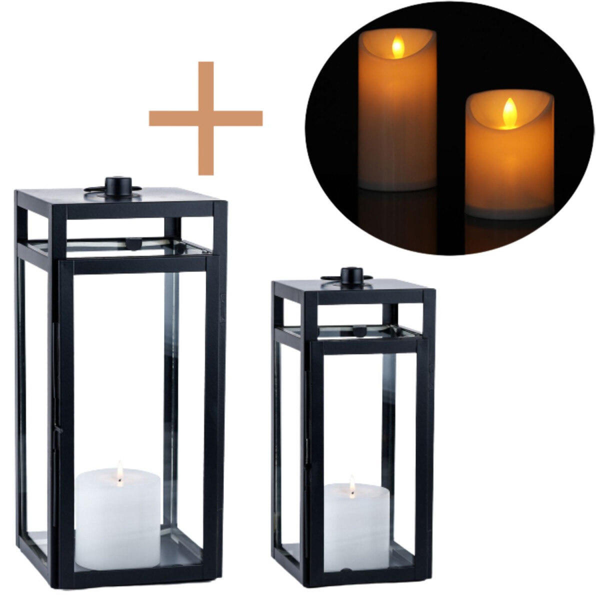 Set van 2 LED-lantaarns in Scandinavisch box