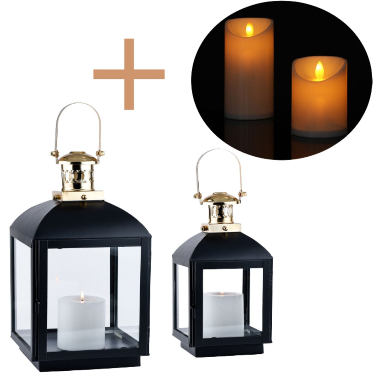 Set van 2 LED-lantaarns in Scandinavisch box