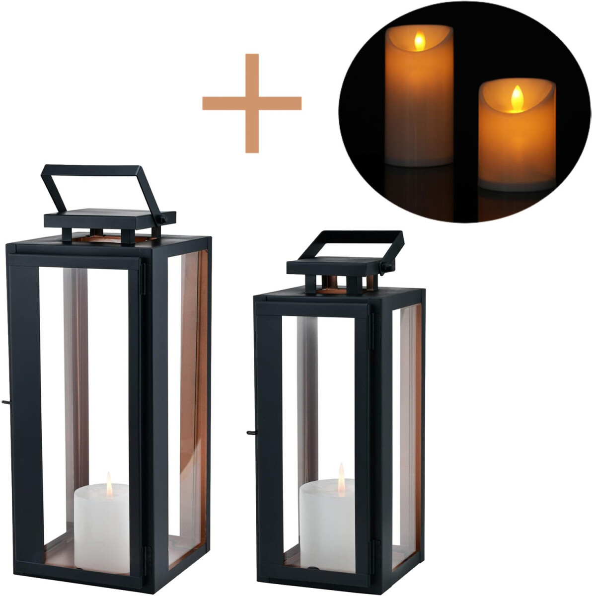 Set van 2 LED-lantaarns in Scandinavisch box