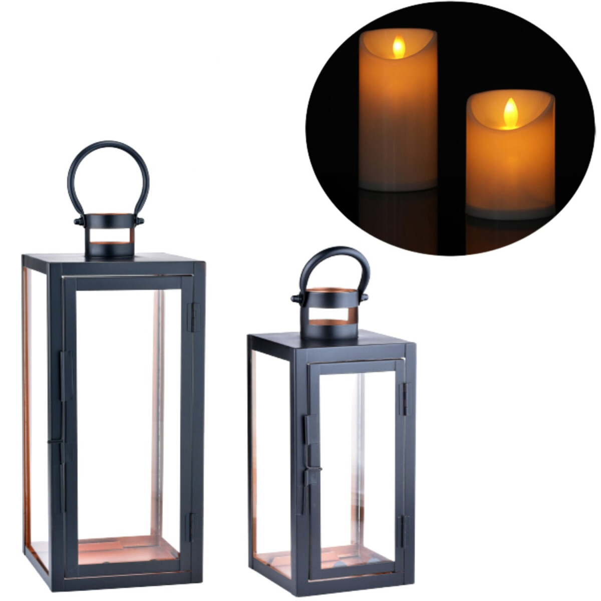 Set van 2 moderne LED-tuinlantaarns, decoratief, modern, Mar
