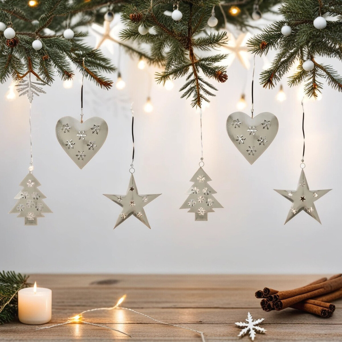 Set van 6 kersthangers, kerstversiering, box