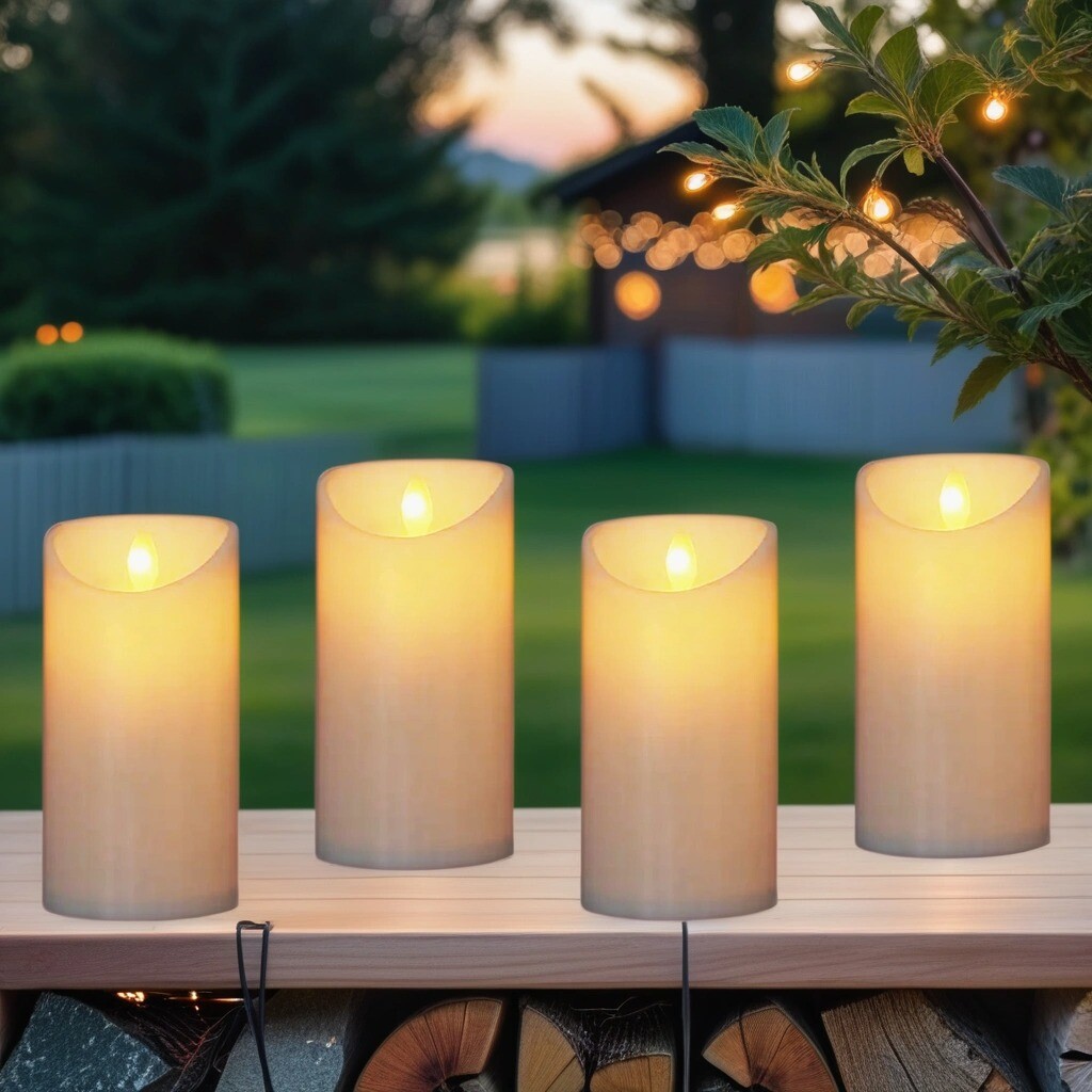 Set van 4 vintage LED-kaarsen van echt w box