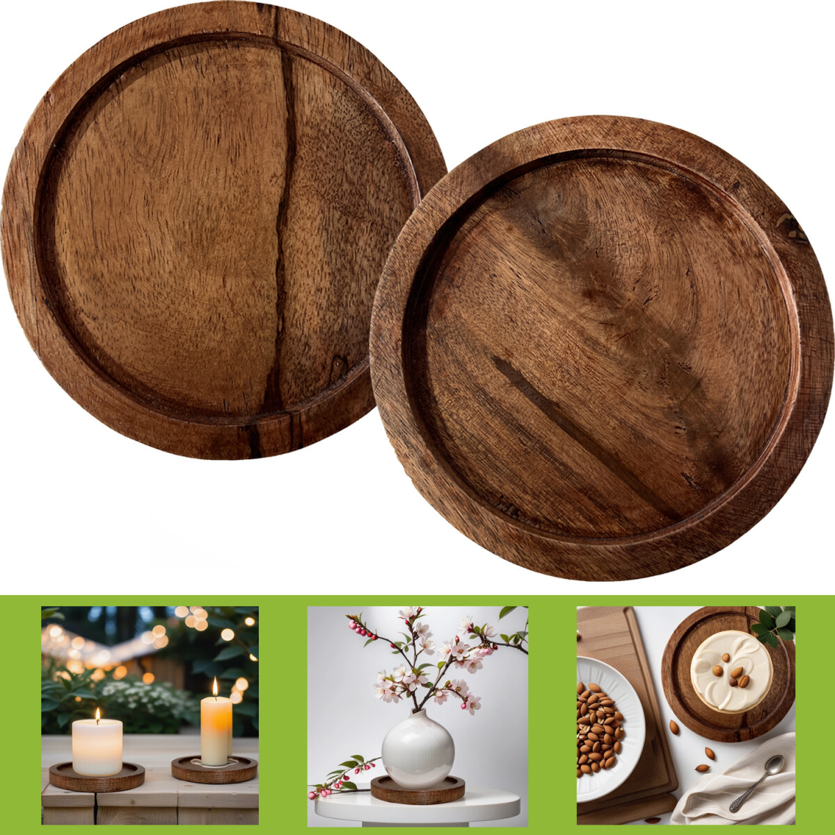 Set van 2 vintage bloempotonderzetters e box