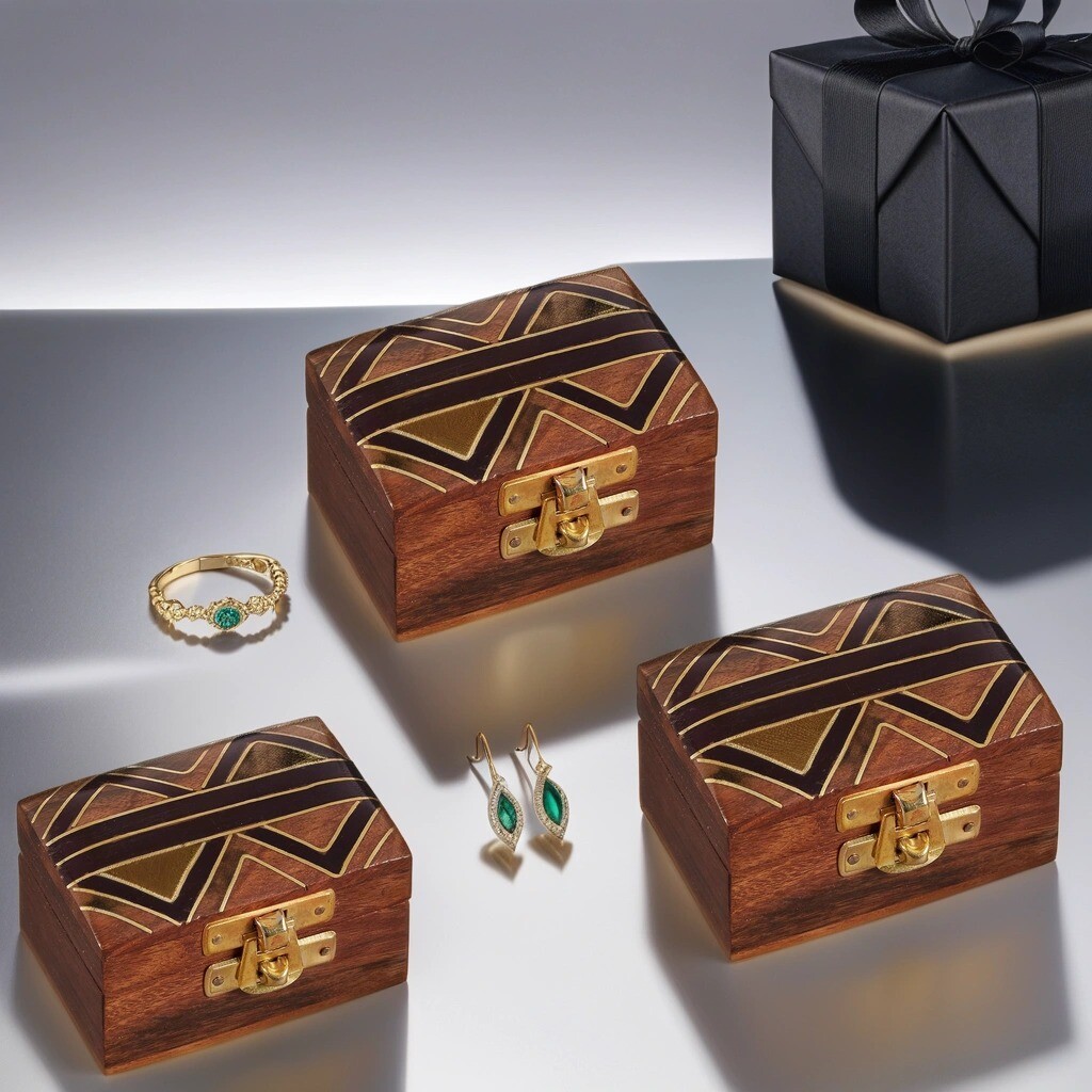 Set van 3 houten sieradendoosjes van Daj box