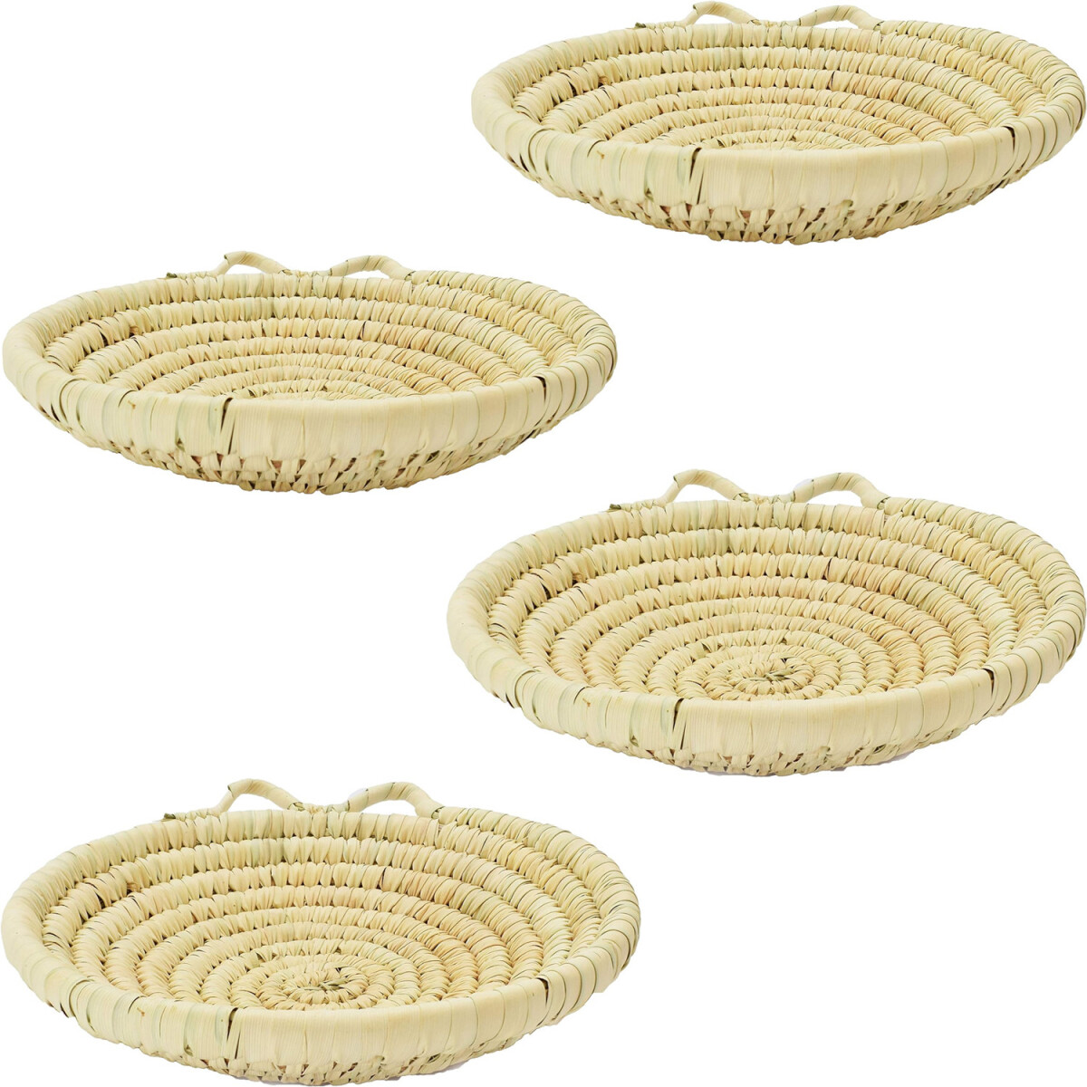 Set van 4 platte schalen, gevlochten bro box