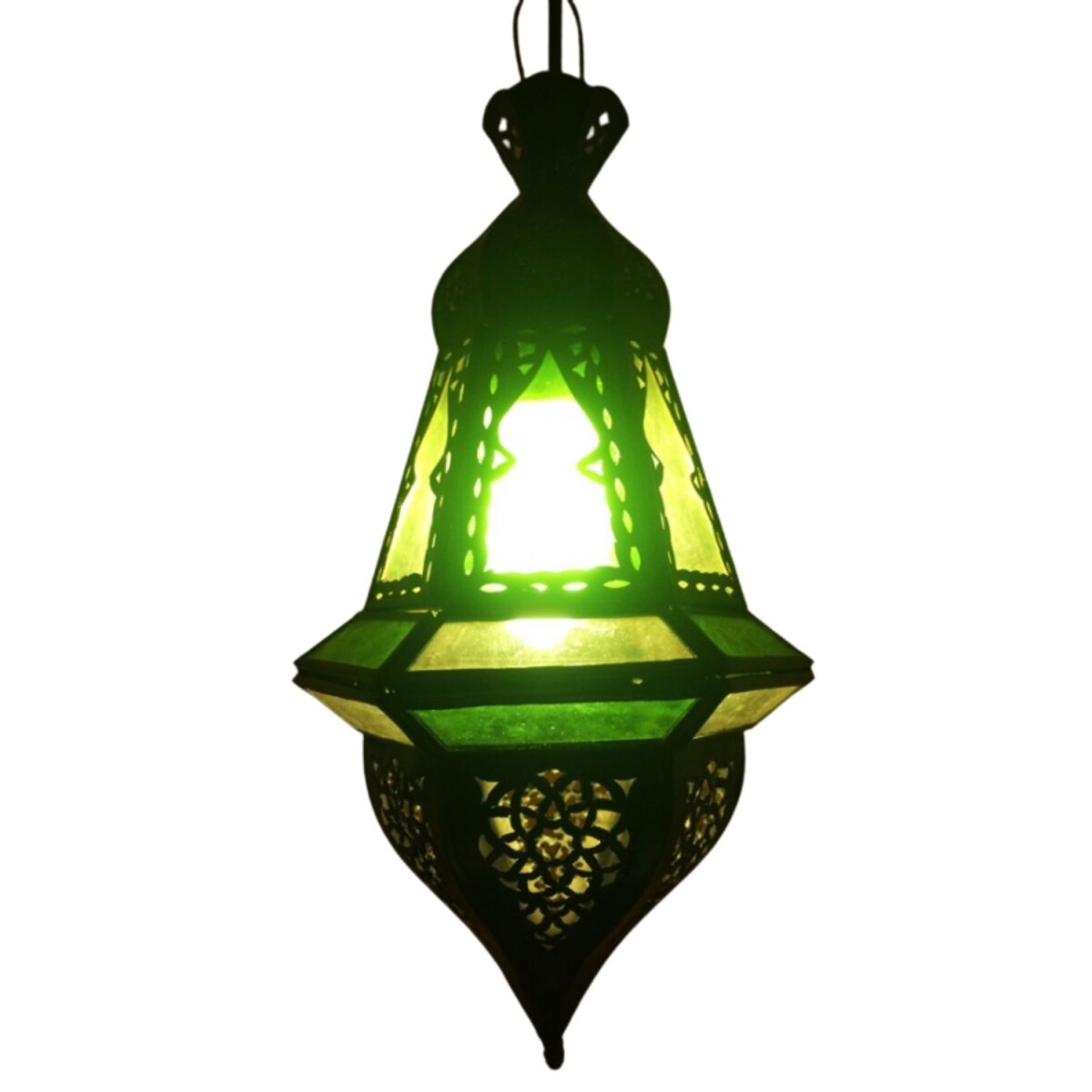 Oosterse hanglamp Anya Groen | Handgemaakt van glas en metaa