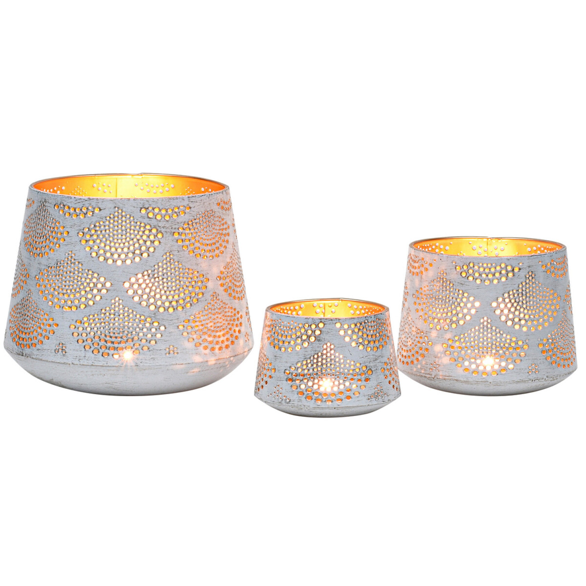 Set van 3 boho-theelichthouders, windlic box