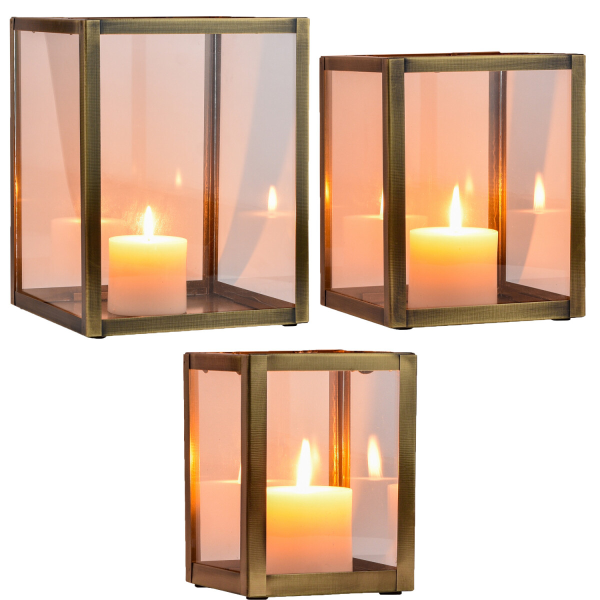 Aesthetic Deco set van 3 windlichten en  box